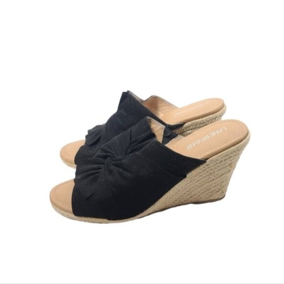 Lane Bryant Black Fabric Espadrilles Wedges 10 - Picture 3 of 12